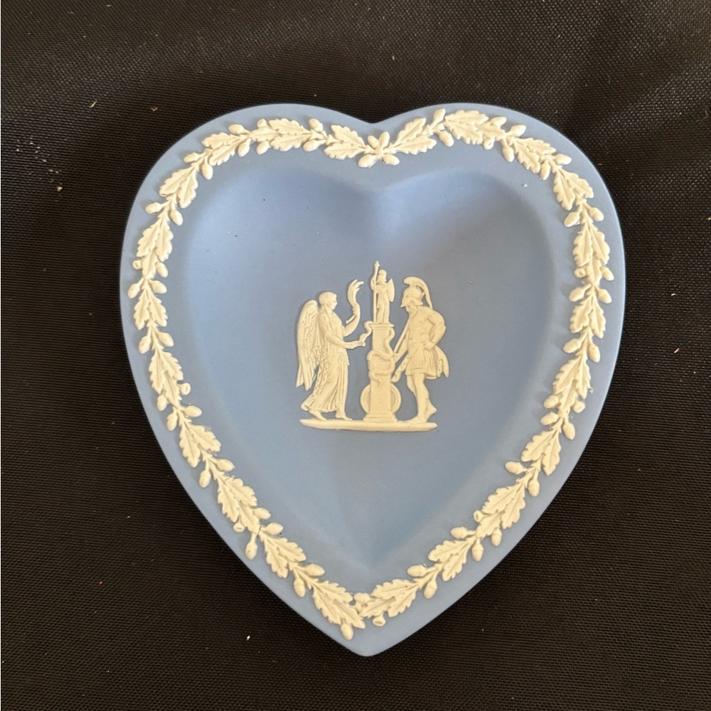Wedgwood Blue and White Heart-Shaped Dish